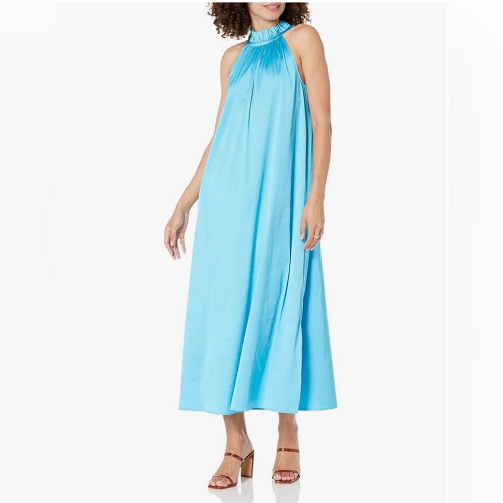 The Drop Teal Satin Dress